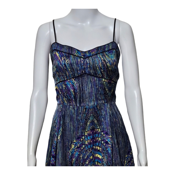 5|48 Nordstroms multicolored arts spaghetti straps fit & flare dress size Large - Picture 4 of 9